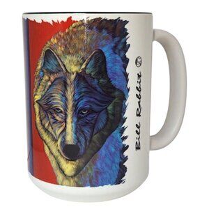 Bill Rabbit Artwork Native American "Walks Proud" Wolf 16 OZ Coffee Cup Mug Tea